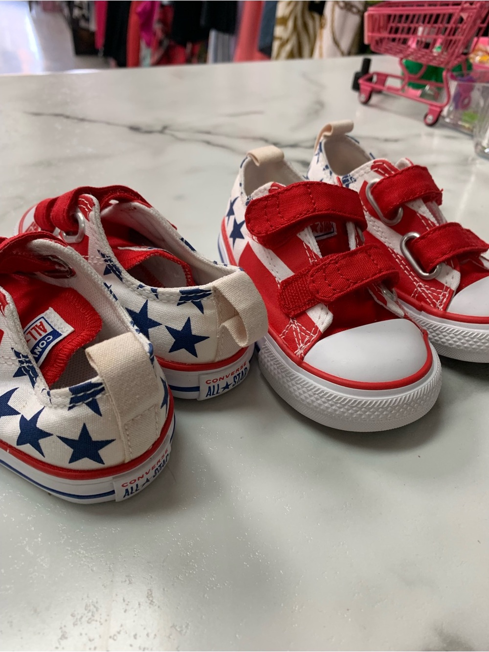 Converse TWINS Infants Kids Red, White & Blue Star  Sneakers size 6 4th of july